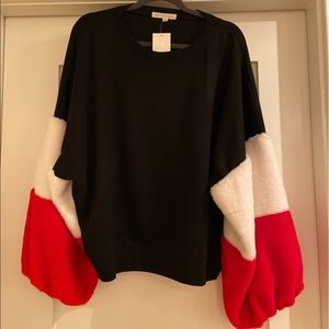 Hot and Delicious Faux fur sleeve sweatshirt